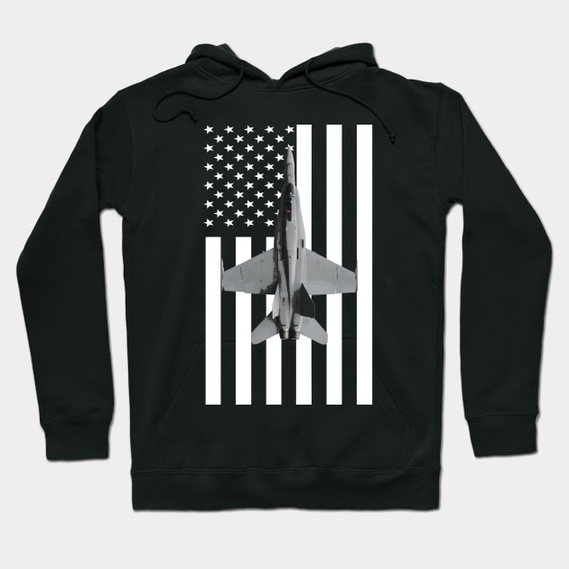 F-18 F/A-18 Super Hornet Plane US Flag Hoodie by Dirty Custard Designs 